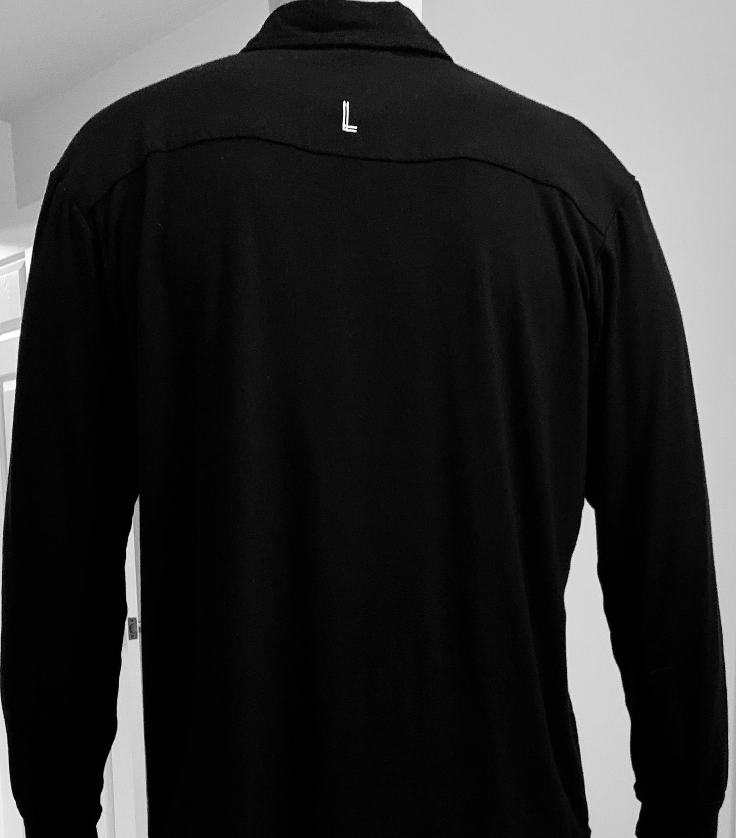 Black Pull Over Dress Shirt with Stiff Collar